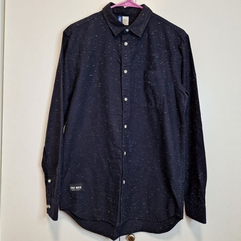 Divided Navy Speckled Button Up